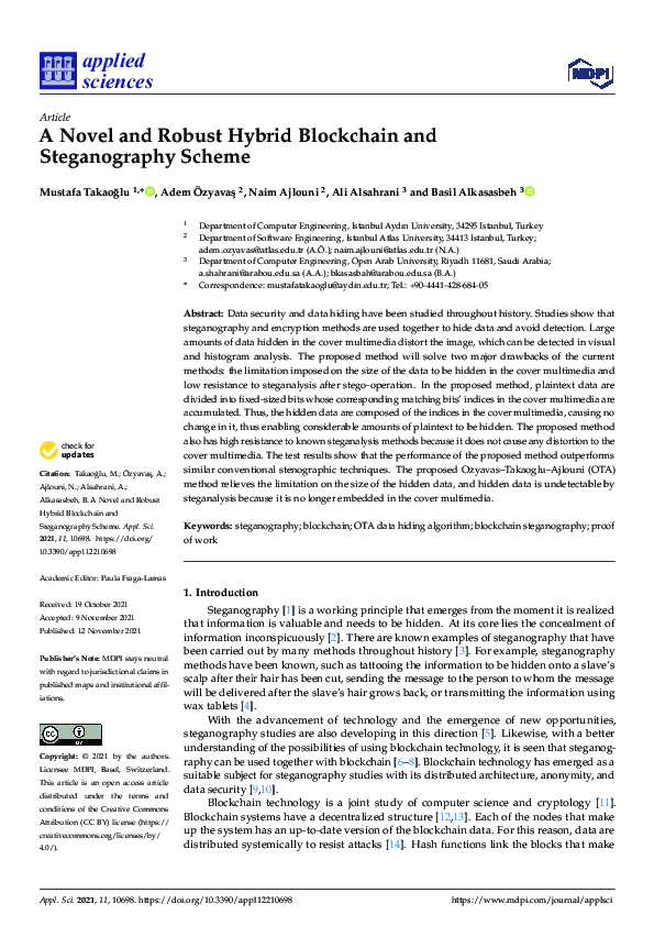 (PDF) A Novel and Robust Hybrid Blockchain and Steganography Scheme