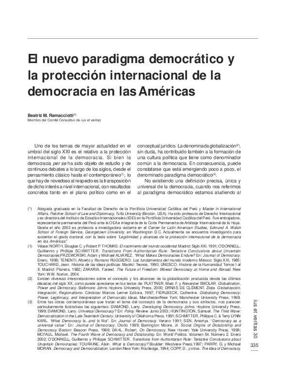 (PDF) El nuevo paradigma democrático y la protección internacional de ...