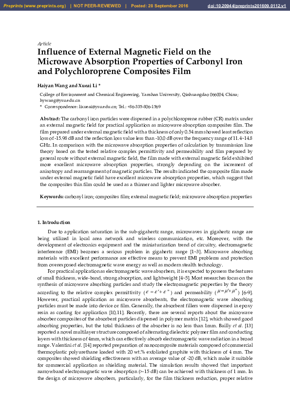 (PDF) Influence of external magnetic field on the microwave absorption ...