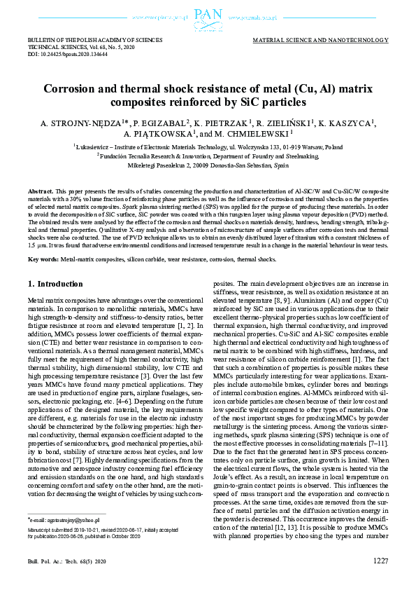 (PDF) Corrosion and thermal shock resistance of metal (Cu, Al) matrix ...