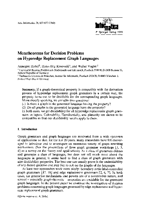 (PDF) Metatheorems for decision problems on hyperedge replacement graph ...