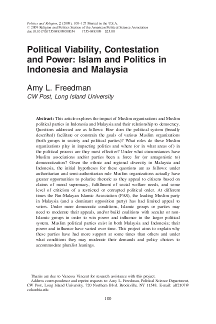 (PDF) Political Viability, Contestation and Power: Islam and Politics ...