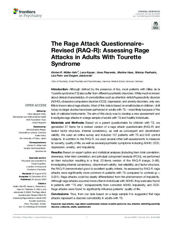 (PDF) The Rage Attack Questionnaire-Revised (RAQ-R): Assessing Rage ...