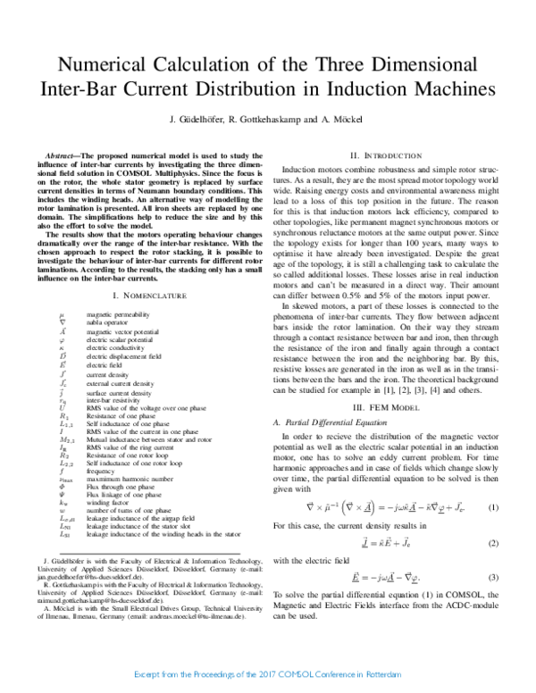 (PDF) Numerical Calculation of the Three Dimensional Inter-Bar Current ...