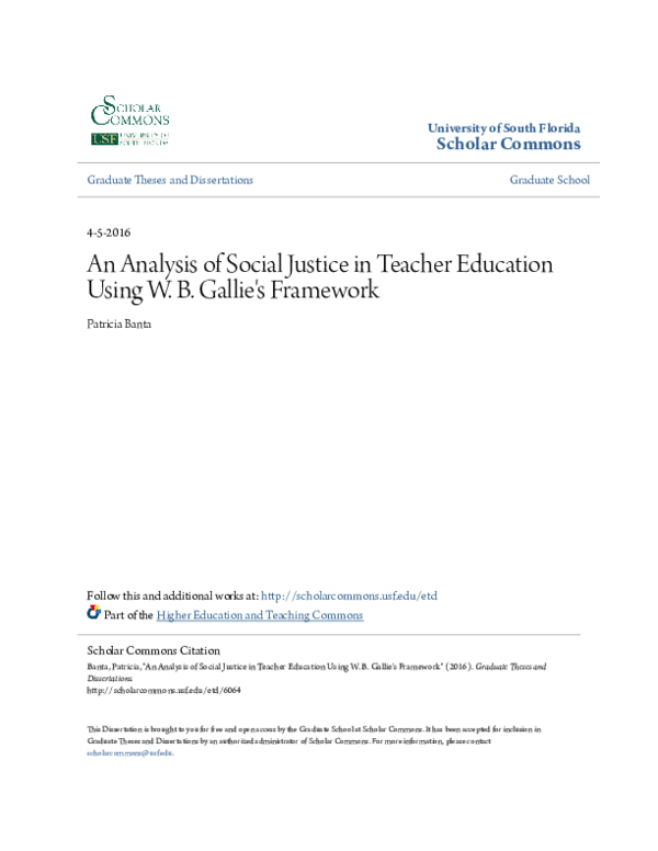 (PDF) An Analysis of Social Justice in Teacher Education Using W. B