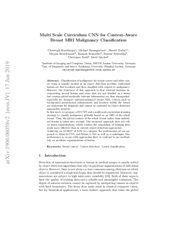 (PDF) Multi Scale Curriculum CNN for Context-Aware Breast MRI ...