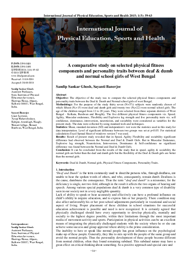 (PDF) A comparative study on selected physical fitness components and ...