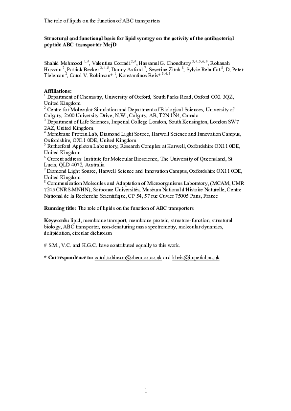 (PDF) Structural and functional basis for lipid synergy on the activity ...