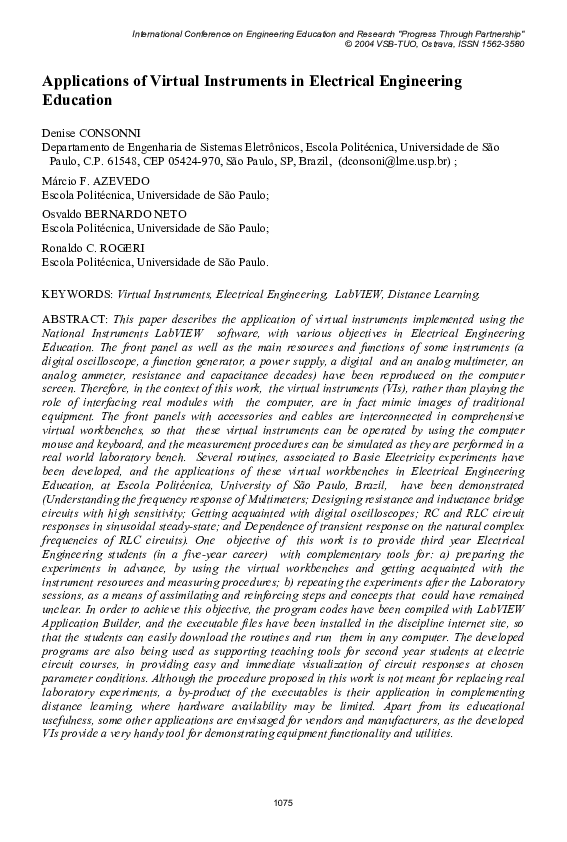 (PDF) Applications of Virtual Instruments in Electrical Engineering ...