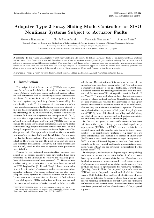 (PDF) Adaptive Type-2 Fuzzy Sliding Mode Controller for SISO Nonlinear ...