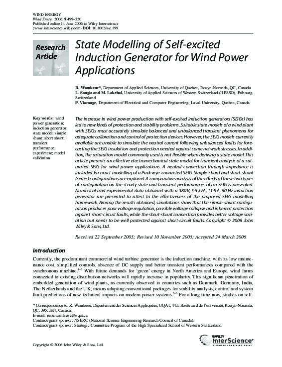 (PDF) State modelling of self-excited induction generator for wind ...