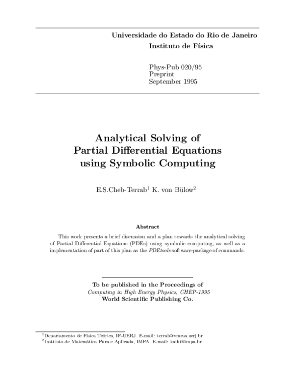 (PDF) Analytical Solving of Partial Differential Equations Using ...