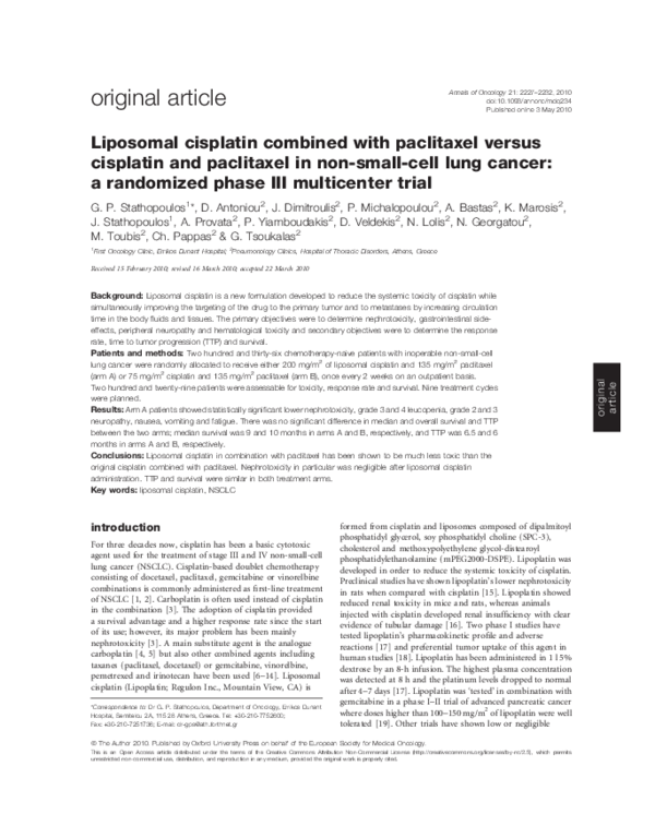(PDF) Liposomal cisplatin combined with paclitaxel versus cisplatin and ...