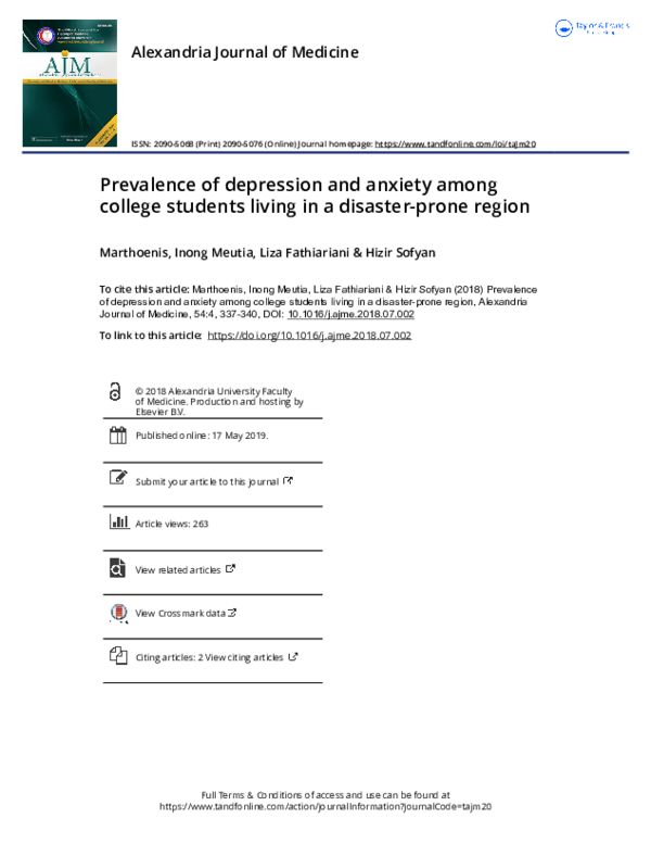 (PDF) Prevalence of depression and anxiety among college students ...