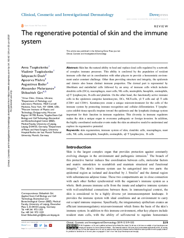 (PDF) The regenerative potential of skin and the immune system