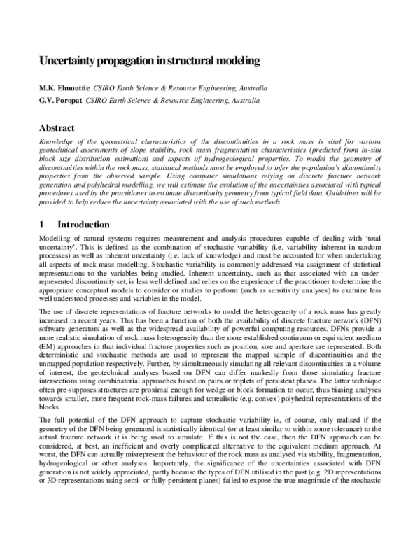 (PDF) Uncertainty propagation in structural modeling