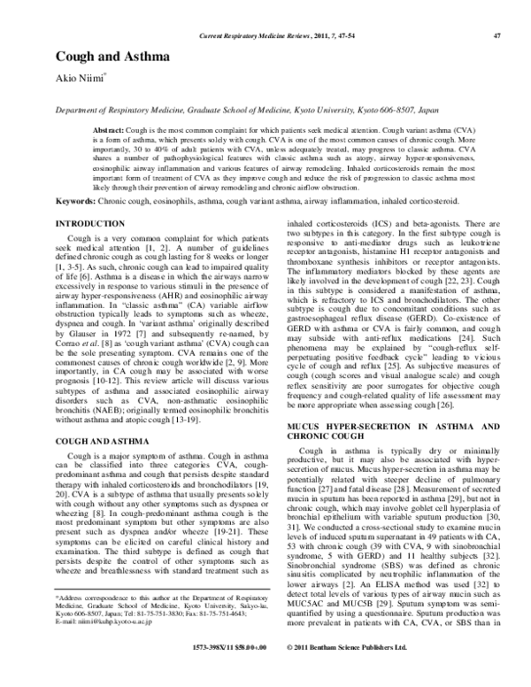 (PDF) Cough and Asthma