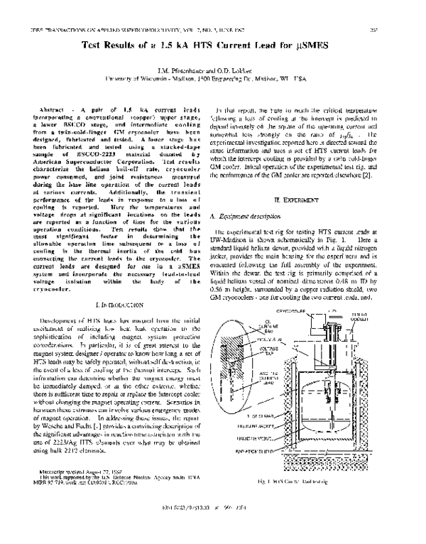 (PDF) Test results of a 1.5 kA HTS current lead for μSMES