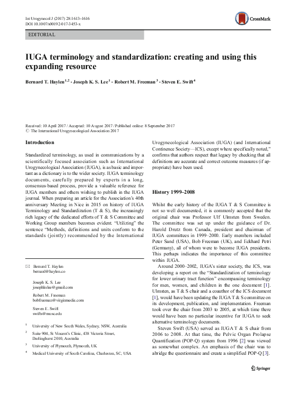 (PDF) IUGA terminology and standardization: creating and using this ...