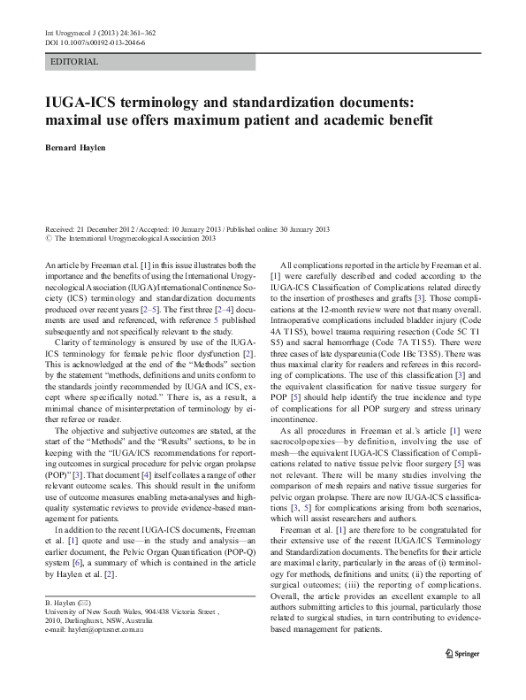 (PDF) IUGA-ICS terminology and standardization documents: maximal use ...