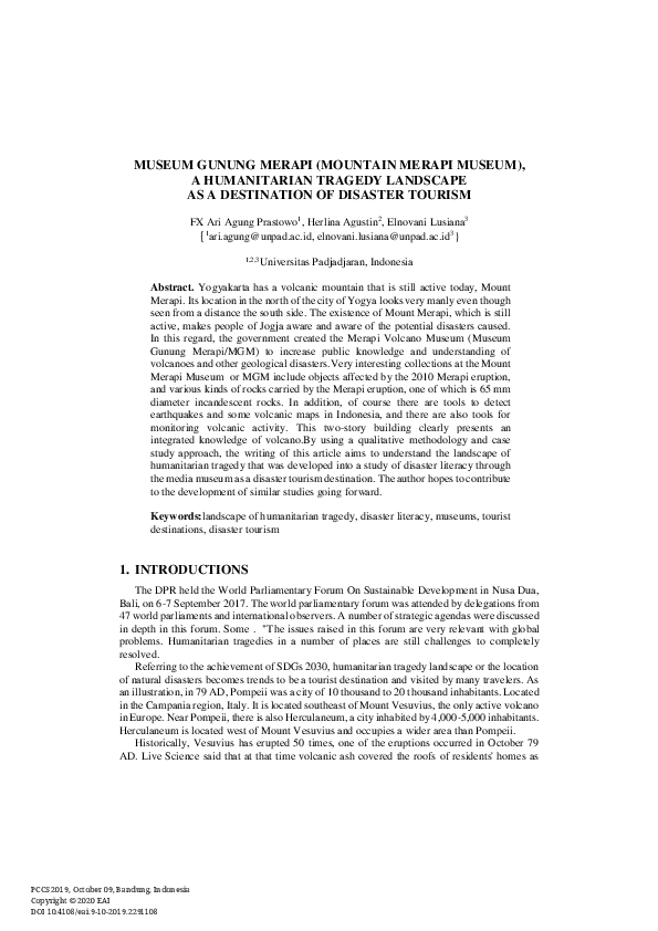 (PDF) Museum Gunung Merapi (Mountain Merapi Museum), a Humanitarian ...
