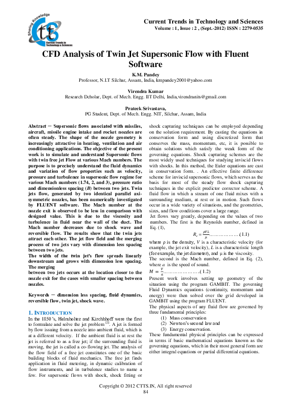 (PDF) CFD Analysis of Twin Jet Supersonic Flow with Fluent Software
