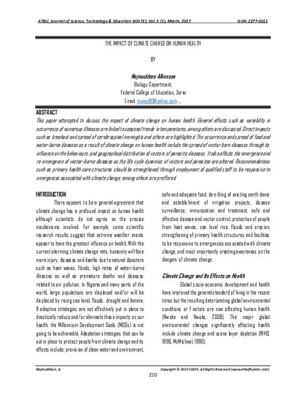 (PDF) The Impact of Climate Change on Human Health