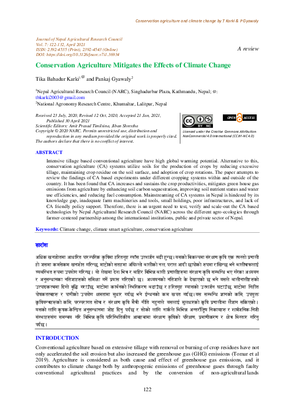 (PDF) Conservation Agriculture Mitigates the Effects of Climate Change
