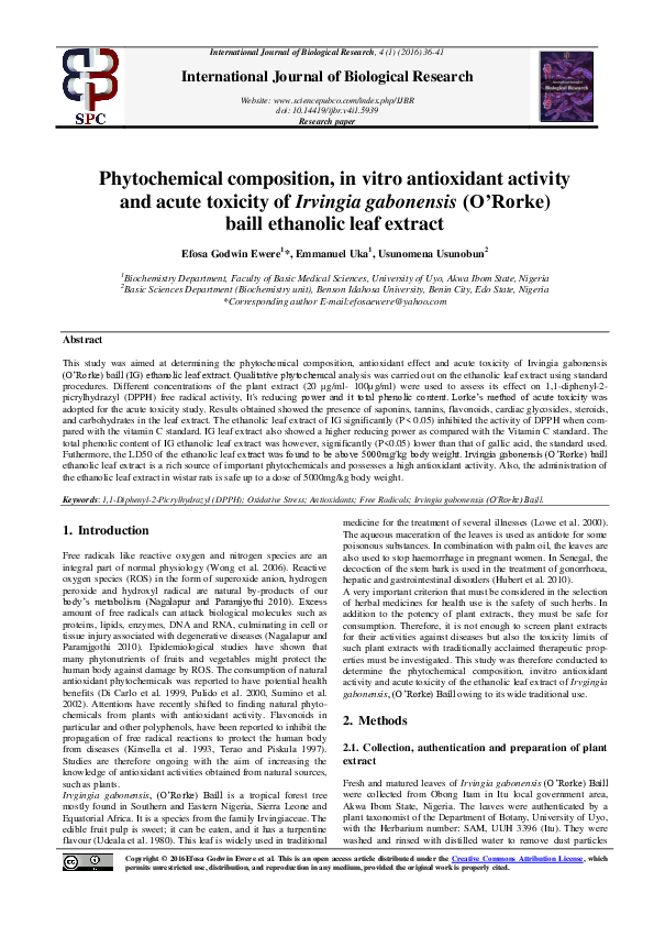 (PDF) Phytochemical Composition, in Vitro Antioxidant Capabilities and ...