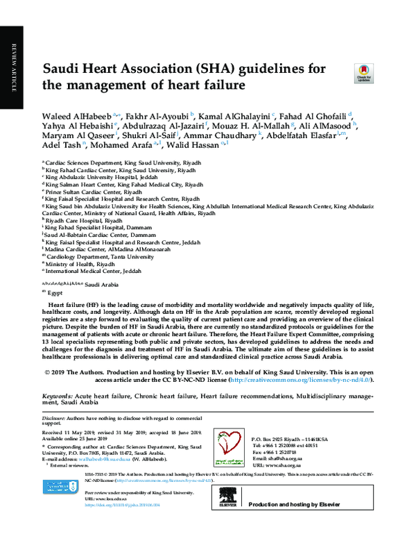 (PDF) Saudi Heart Association (SHA) Guidelines for the Management of ...