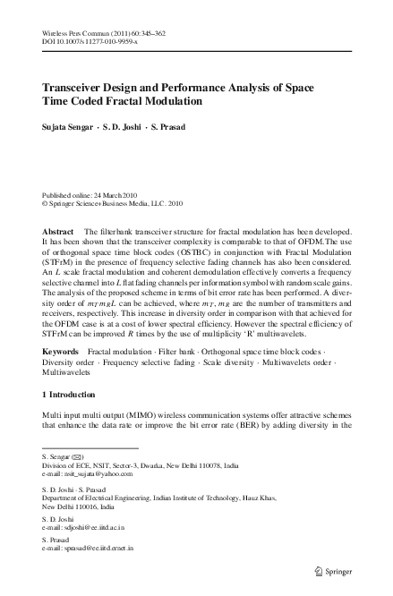 (PDF) Transceiver Design and Performance Analysis of Space Time Coded ...