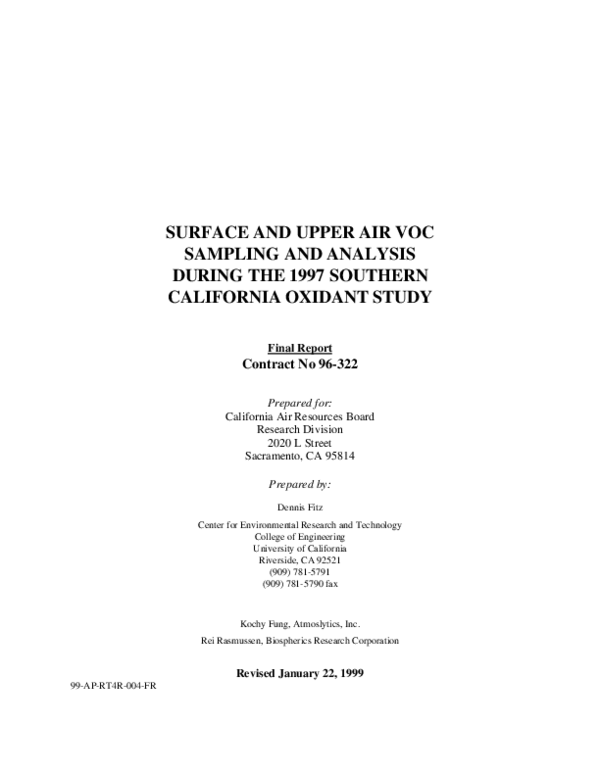 (PDF) Surface and Upper Air Voc Sampling and Analysis During the 1997 ...