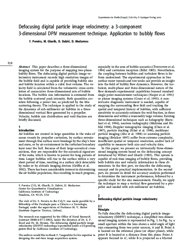 (PDF) Defocusing digital particle image velocimetry: a 3-component 3 ...
