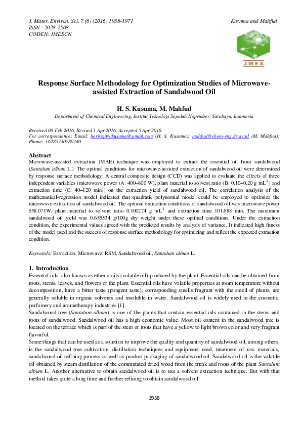 (PDF) Response Surface Methodology for Optimization Studies of ...