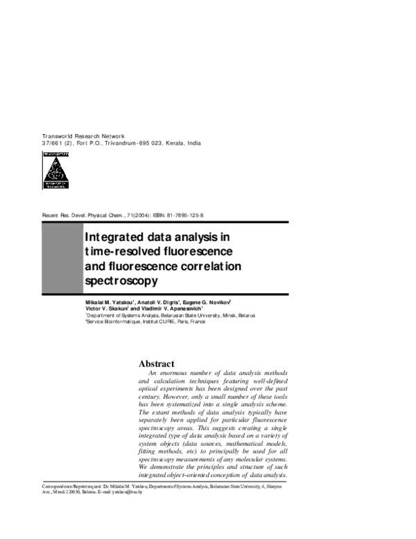 (PDF) Integrated data analysis in time-resolved fluorescence and ...