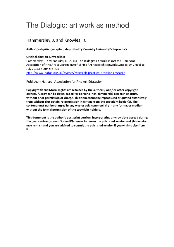 (PDF) The Dialogic: art work as method