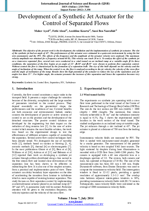 (PDF) Development of a Synthetic Jet Actuator for the Control of ...