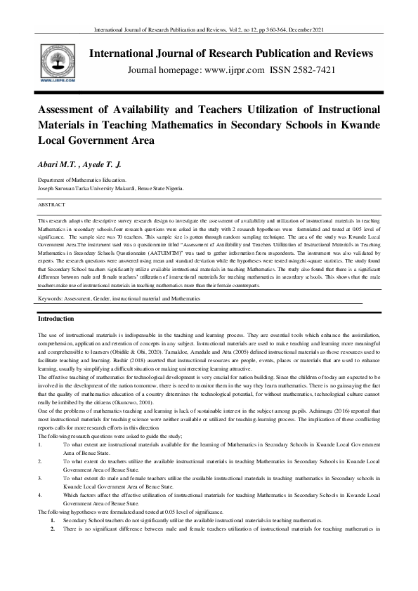 pdf-the-assessment-of-availability-and-utilization-of-instructional