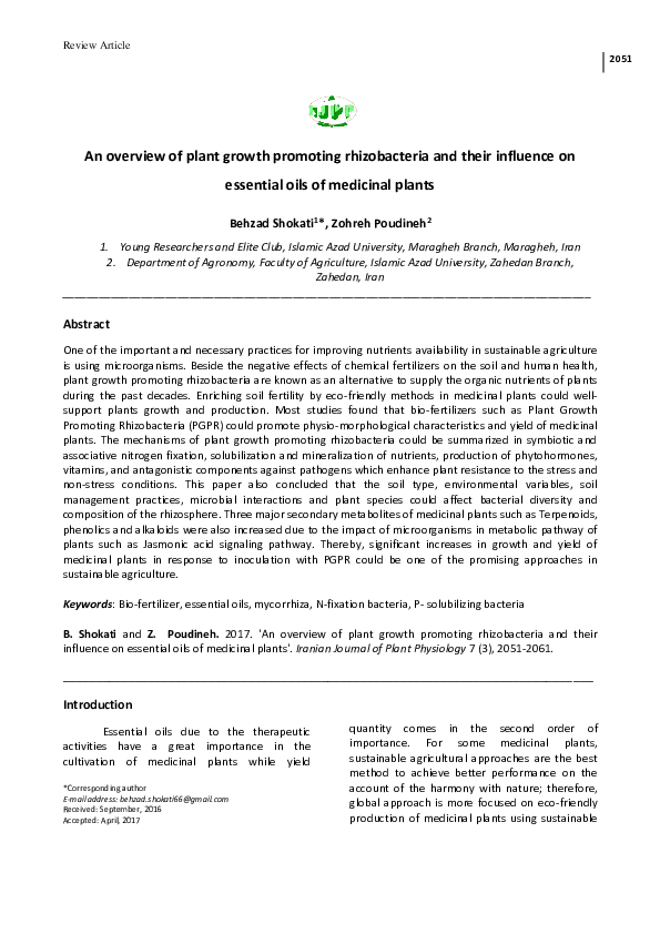 (PDF) An overview of plant growth promoting rhizobacteria and their ...