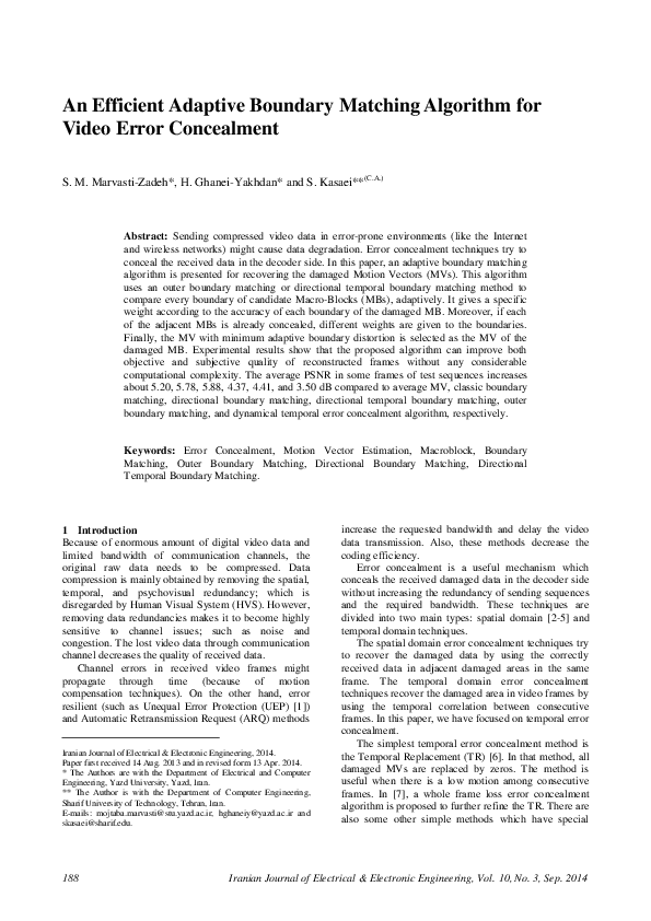 (PDF) An Efficient Adaptive Boundary Matching Algorithm for Video Error ...