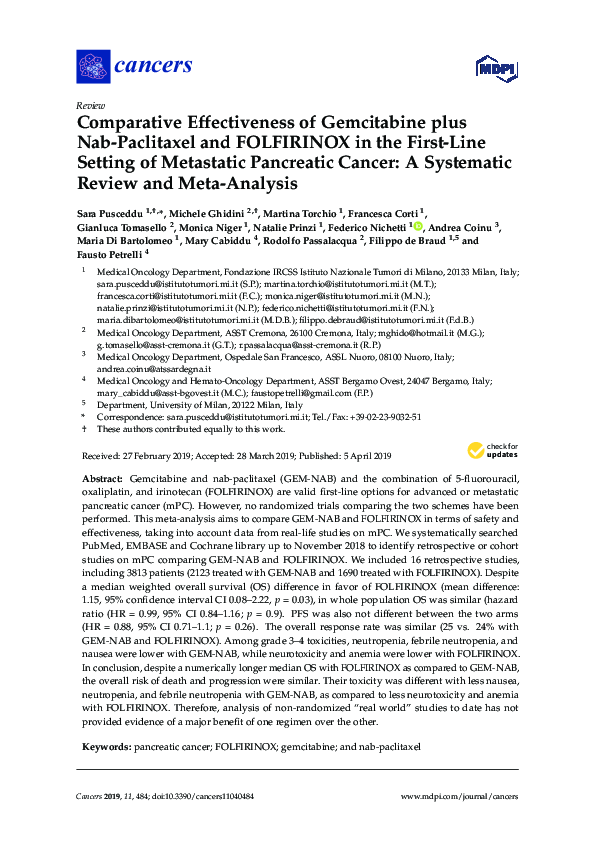 (PDF) Comparative effectiveness of gemcitabine plus cisplatin versus ...