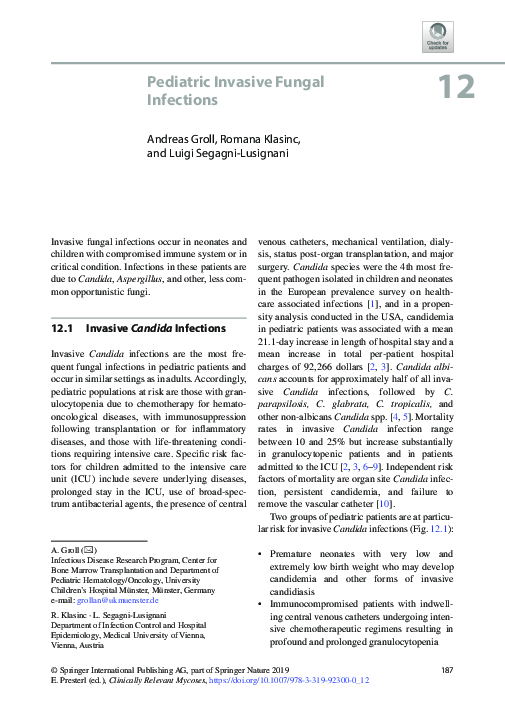 (PDF) Pediatric Invasive Fungal Infections