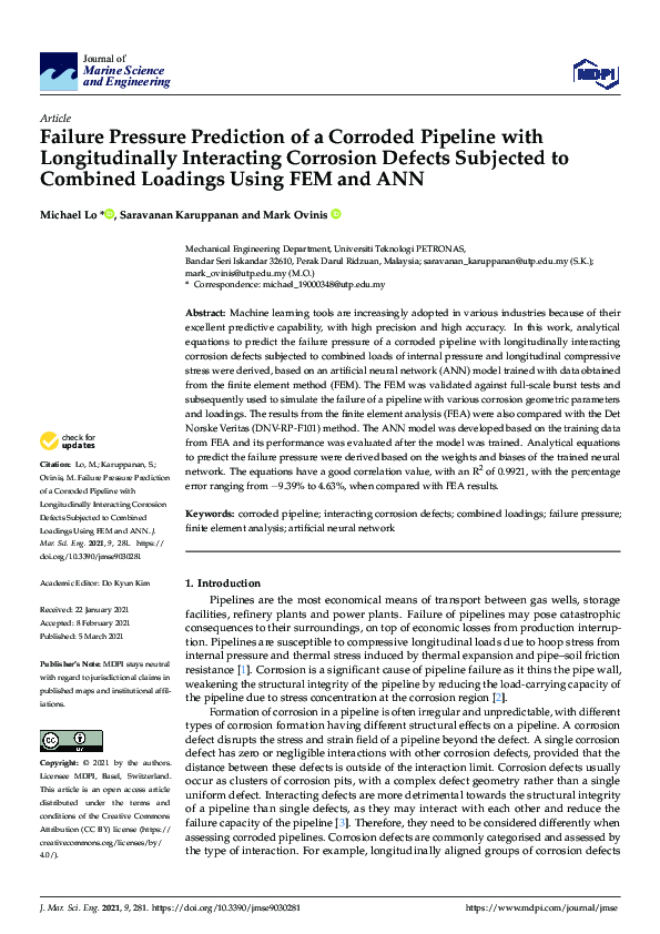 (PDF) Failure Pressure Prediction of a Corroded Pipeline with ...