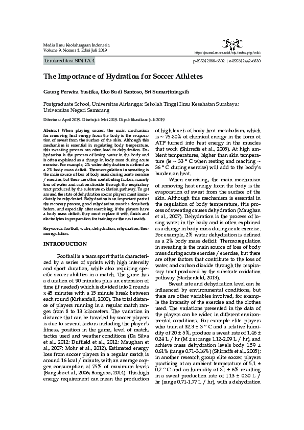 (PDF) The Importance of Hydration for Soccer Athletes