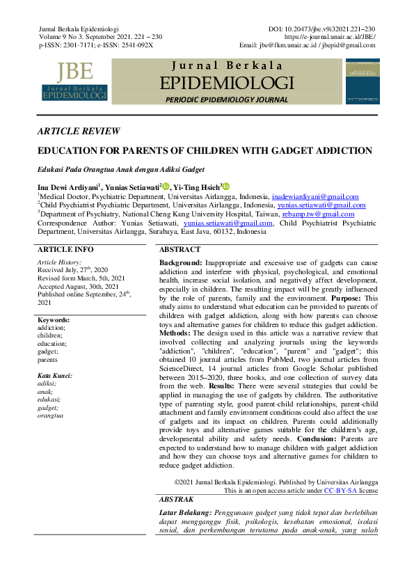 (PDF) Education for Parents of Children with Gadget Addiction