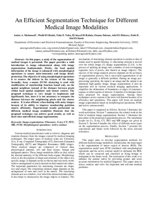 (PDF) An Efficient Segmentation Technique for Different Medical Image ...