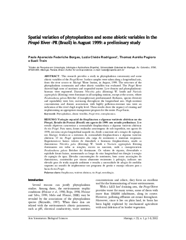 (PDF) Spatial variation of phytoplankton and some abiotic variables in ...