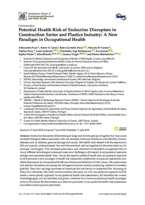 (PDF) Potential Health Risk of Endocrine Disruptors in Construction ...