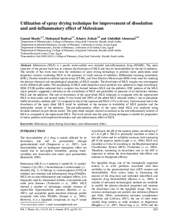 (PDF) Utilization of spray drying technique for improvement of ...