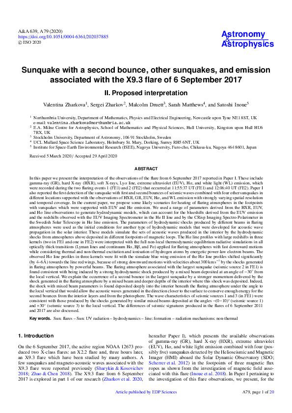 (PDF) Sunquake with a second bounce, other sunquakes, and emission ...